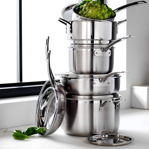 Ensemble de casseroles en acier inoxydable de grande capacité et durable, 10 pièces, vente en gros, compatible four et lave-vaisselle, antirouille, style américain - Product Image 3