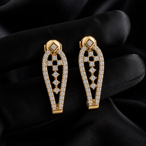14K 18K Yellow Gold Huggie Half <b>Hoop</b> <b>Earrings</b> Round Cut Lab Grown Diamond Push Back <b>Earrings</b> DEF VVS Fine Jewelry for Women Gift - Product Image 1