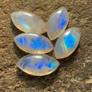 5 piezas de piedras preciosas calibradas de piedra lunar arcoíris, cabujones marquise, piedras sueltas naturales para la fabricación de joyas - Product Image 1