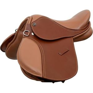 Silla de montar de cuero para salto ecuestre para niños (10”–15”) con armazón de fibra flexible y paneles de lana flocada - Product Image 2