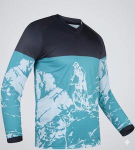 Maillot de cyclisme et motocross personnalisé grande taille à manches longues, imprimé par sublimation, séchage rapide, 100 % polyester, pour l'été - Product Image 2