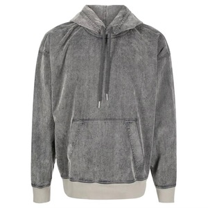 <b>Men's</b> Vintage Washed <b>Grey</b> Hoodie Casual Pullover <b>Sweatshirt</b> With Front Pocket Long Sleeve Loose Fit Tops - Product Image 5