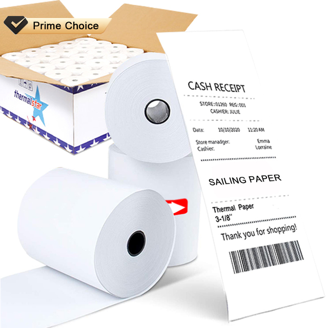 56X16 150Mm X 100Mm 3 1/8 X 220 3 1/8" X 230' Bpa-Free Thermal Receipt Paper Rolls