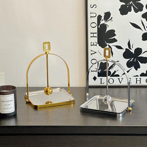 Glam Metal Napkin Holder With <b>Weighted</b> Arm Gold Square Tray Free <b>Standing</b> Tissue Dispenser Home Decor - Product Image 5