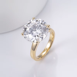 แหวนหมั้นเพชรทรงกลมสีเหลืองทองสำหรับผู้หญิง ดีไซน์คลาสสิก - Product Image 1