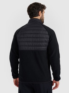 Chaqueta deportiva para hombre con cremallera completa y cuello alto, de forro polar cortavientos, informal, negra, con acolchado de algodón grueso, corte regular - Product Image 2