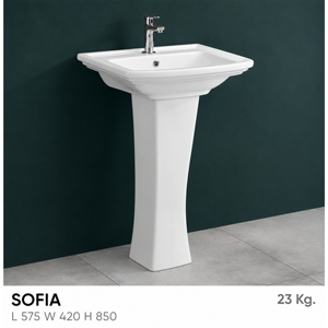 Lavabo de Pedestal Sofia, Estilo Rústico, Rectangular, con un Solo Orificio, Grifo de Palanca, Tradicional, Capacidad de 12L, Lavabo de Baño Montado en el Suelo - Product Image 2