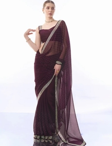 Sari de chifón estilo Bollywood adornado - Product Image 4
