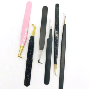 Ensemble de pinces à cils en acier inoxydable RMI, noir, rose, or, argent, anti-magnétiques, 10 mm, outils de précision pour extensions de cils - Product Image 1