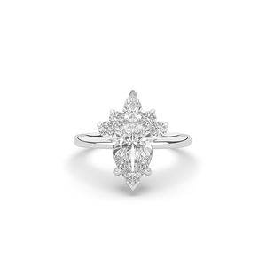 Bague de luxe en diamant de laboratoire taille poire brillant de 1,87 carat, style unique, légère, en or 14 carats, avec bande en or 10 carats, bijou raffiné, cadeau - Product Image 1