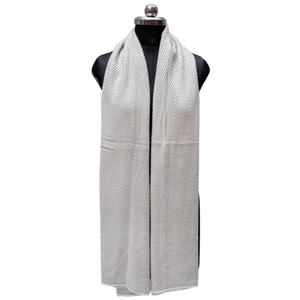 Premium Beige Cream Zigzag Scarf for Women, 28x80 Inch Handmade Wool Acrylic Stole, Best Quality Soft Fiber Winter Wrap Shawl - Product Image 1