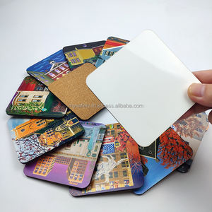 Custom Classic 3mm/5mm MDF Sublimation Wood Drink <b>Coaster</b> Blanks <b>Cork</b> Back Rectangle Shape Reusable Heat Transfer Pads 90-100mm - Product Image 3