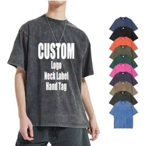 เสื้อยืดแขนสั้นผู้ชายทรงโอเวอร์ไซส์ ลายมัดย้อม ผ้าฝ้าย 100% คอกลม ทรงลำลอง สีพื้น สีดำ - Product Image 6