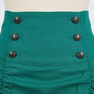 Women High Waist Emerald Green <b>Asymmetrical</b> Lace Skirt Vintage Ruched Ankle-Length Solid Design - Product Image 4