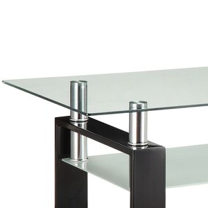 Tavolino da caffè rettangolare Moriah con 1 ripiano e piano in vetro nero - Product Image 4