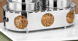 Plat de service de luxe en acier inoxydable double, avec calligraphie arabe découpée au laser, chauffe-plats de buffet avec couvercle roulant pour la restauration haut de gamme - Product Image 6