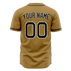 High Quality Lightweight Baseball Jersey Teamname 00 Gold Polyester Button <b>Down</b> Short Sleeve Adult Sports Apparel - Product Image 4