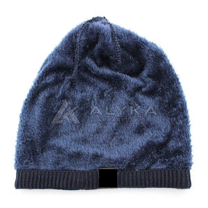 Custom Logo Unisex Adult Knitted 100% <b>Wool</b> <b>Beanie</b> <b>Hat</b> Soft Warm Folded Cuff Adjustable - Product Image 2