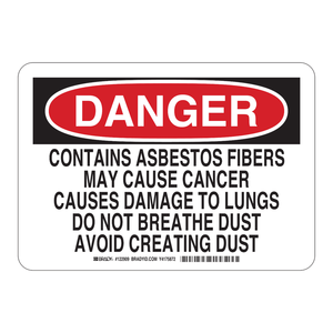 Panneau de signalisation de sécurité Brady DANGER Fibres d'amiante - Avertissement durable en PVC pour intérieur/extérieur pour zones de travail - Product Image 3