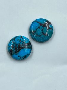 Natural Turquoise Top Quality Blue <b>Colour</b> Rounded Shape 40.25Cts 2Pcs For Jewelry Making - Product Image 2