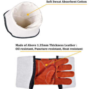 Gants de sécurité en cuir de haute qualité, résistants à la chaleur et au feu, gants de soudage multi-usages en cuir de vachette pleine fleur, caractéristiques optimales - Product Image 3