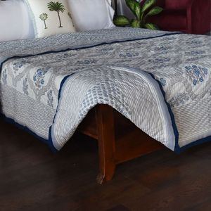 Edredón de Algodón Estampado Tradicional, Tamaño Queen, Reversible, para Todas las Temporadas, Color Azul, para el Hogar, Producto Más Vendido - Product Image 5