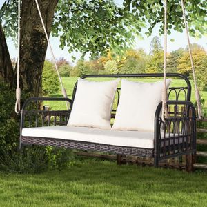 Wicker Hanging Porch <b>Swing</b> with Comfy Cushions for Outdoor Patio Entertainment - Product Image 6
