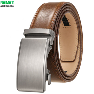 Ceinture automatique pour homme en cuir véritable, marron uni, en cuir de vachette, boucle rectangulaire en alliage, formelle, écologique, durable, moulage monobloc - Product Image 2