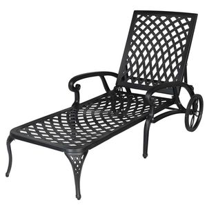 Lettino Prendisole da Giardino in Alluminio Pressofuso Nero 193*64.5*93cm con Schienale Regolabile - Product Image 4