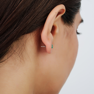 Minimal Round Cut Natural Emerald Gemstone 925 Sterling <b>Silver</b> <b>Stud</b> Unisex May Birthstone Earrings Fine Jewelry - Product Image 4
