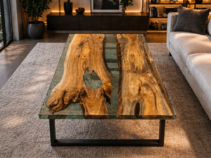 Rectangle Clear <b>Epoxy</b> Resin <b>Table</b> <b>Top</b> Transparent Resin Dining Surface Custom Wood Slab <b>Top</b> Modern Luxury Furniture - Product Image 3