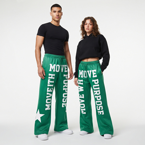 Pantalones Deportivos Unisex Extra Grandes, Holgados, Estampados, de Pierna Ancha, Casuales, 100% Algodón Felpa, para Hombre y Mujer - Product Image 1