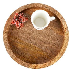 Bandeja de servicio redonda de madera maciza de mango de calidad superior, tamaño personalizado para hoteles, restaurantes y uso doméstico, precio económico - Product Image 3