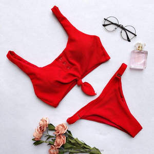 Custom Logo Women's Swim Brief Two-Piece Set 100% Polyester Quick Dry Eco-Friendly Paisley & Gingham Print - Product Image 5