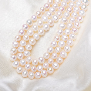 สร้อยคอมุกน้ำจืดเทียนหลิน 6-7 มม. แสงสว่างสวยงาม ไร้ตำหนิ แบบสามแถวและหลายชั้น ดีไซน์หรูหรา - Product Image 4