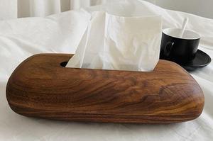 Boîte à mouchoirs en bois artisanale de luxe, écologique, de forme rectangulaire, surface polie, motif à pois, style luxueux - Product Image 4