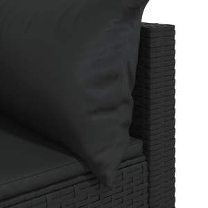 Canapé d'angle de patio en rotin PE noir avec structure en acier thermolaqué et polyester, mobilier de jardin élégant - Product Image 6