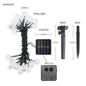 HOMEHOP Solar LED Crystal <b>Ball</b> <b>String</b> Light Outdoor Waterproof Rechargeable Decorative Lamp for Home Garden Balcony - Product Image 5