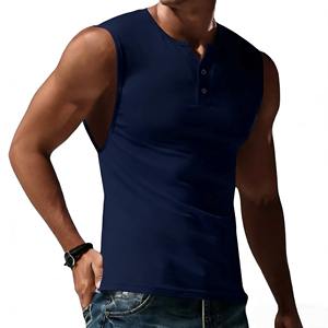 Premium Quality Comfortable Quick-Dry Breathable <b>Henley</b> Neck Tank <b>Top</b> for <b>Men</b> 100% Polyester - Product Image 4