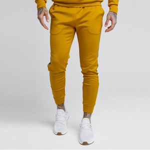 Pantalon de survêtement jaune moutarde pour homme, taille élastique, décontracté, avec poches latérales, en coton tricoté respirant, idéal pour l'automne - Product Image 6