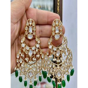 ต่างหูห้อยประดับมอสซาไนต์คุณภาพพรีเมียมชุบทองเหลือง ดีไซน์สวยงามสำหรับผู้หญิงและเด็กผู้หญิง เหมาะสำหรับงานเลี้ยงกลางคืนและงานปาร์ตี้ - Product Image 1