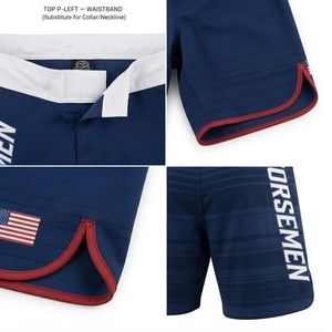 Pantalones Cortos de MMA Sublimados Personalizados, que Absorben la Humedad, Ropa Deportiva Patriótica para Equipos, Entrenamiento de Deportes de Combate, Logotipo OEM, Poliéster, Artes Marciales - Product Image 4