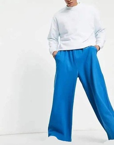 Pantalon décontracté de luxe léger en polyester/coton, coupe mi-large, délavé clair, anti-plis, avec cordon de serrage, design hiver, style survêtement - Product Image 4