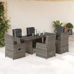 Set da pranzo per giardino Grey PE Rattan con acciaio verniciato a polvere e vetro temperato elegante e resistente - Product Image 1
