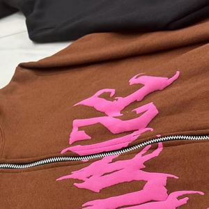 Sweat à capuche pour homme en coton d'hiver avec impression de logo et design personnalisés, vêtement décontracté à fermeture éclair, manches longues et capuche - Product Image 3