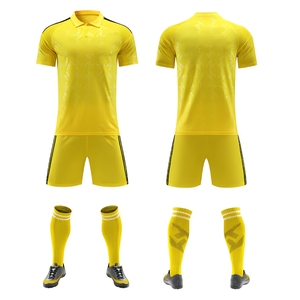 Maillots de football personnalisés pour garçons, manches courtes, uniformes d'équipe, vente en gros, service OEM, kits de football jaunes - Product Image 3