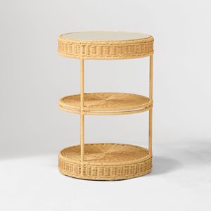 Elegant Rattan <b>Kids</b> Side Table Woven <b>Storage</b> Shelf Decorative Nursery Furniture Perfect For Playroom Bedroom Decor - Product Image 2
