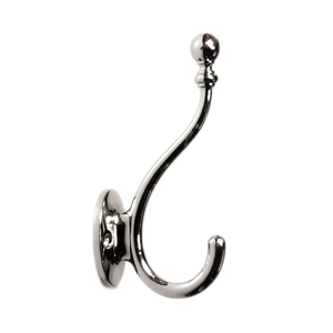 Chrome <b>Wall</b> Mounted <b>Coat</b> <b>Hook</b> With Two Hanging Points Durable Metal Construction Easy To Install Sleek Modern Design <b>For</b> Home - Product Image 2