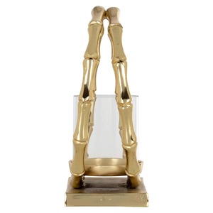 Support de bougie style bambou Golden Stillness, 26 cm de haut, en laiton, décoration d'intérieur - Product Image 2