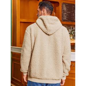 2025 <b>Men's</b> XS Fuzzy Sherpa Hoodie Long Sleeve Casual Pullover Winter <b>Sweatshirt</b> 3D Embroidery Solid Pattern Zipper-Up Style - Product Image 5